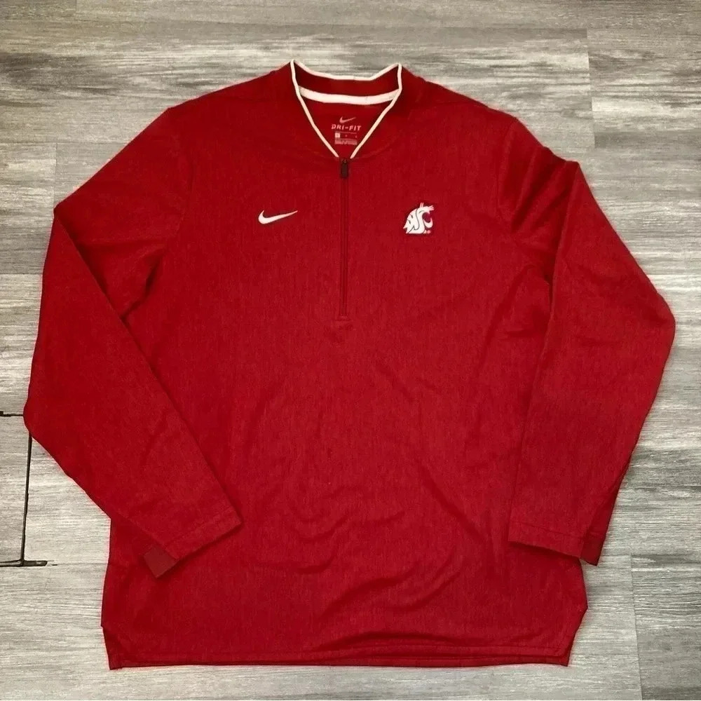 Washington State Cougars Nike Dri-Fit 1/2 Zip Red‎ Fleece lined size L